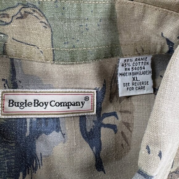 Bugle Boy Shirt Men XL Deer Wildlife Long Sleeve Vintage 90's All Over Print - Picture 9 of 11